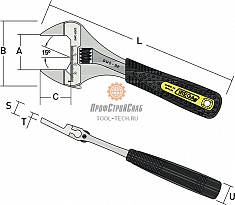 Размеры разводного ключа с тонкими губками Irega ErgoTop SWO 99XS-6"